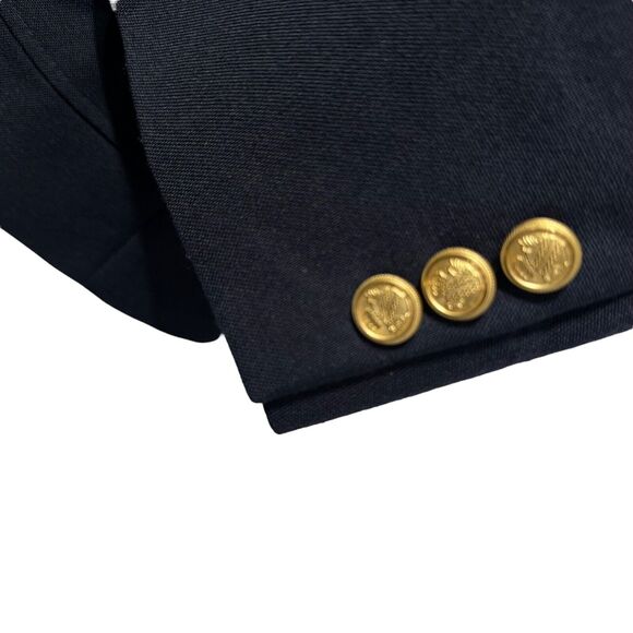 david taylor navy blue gold button blazer sport coat Size 44L - Picture 3 of 9